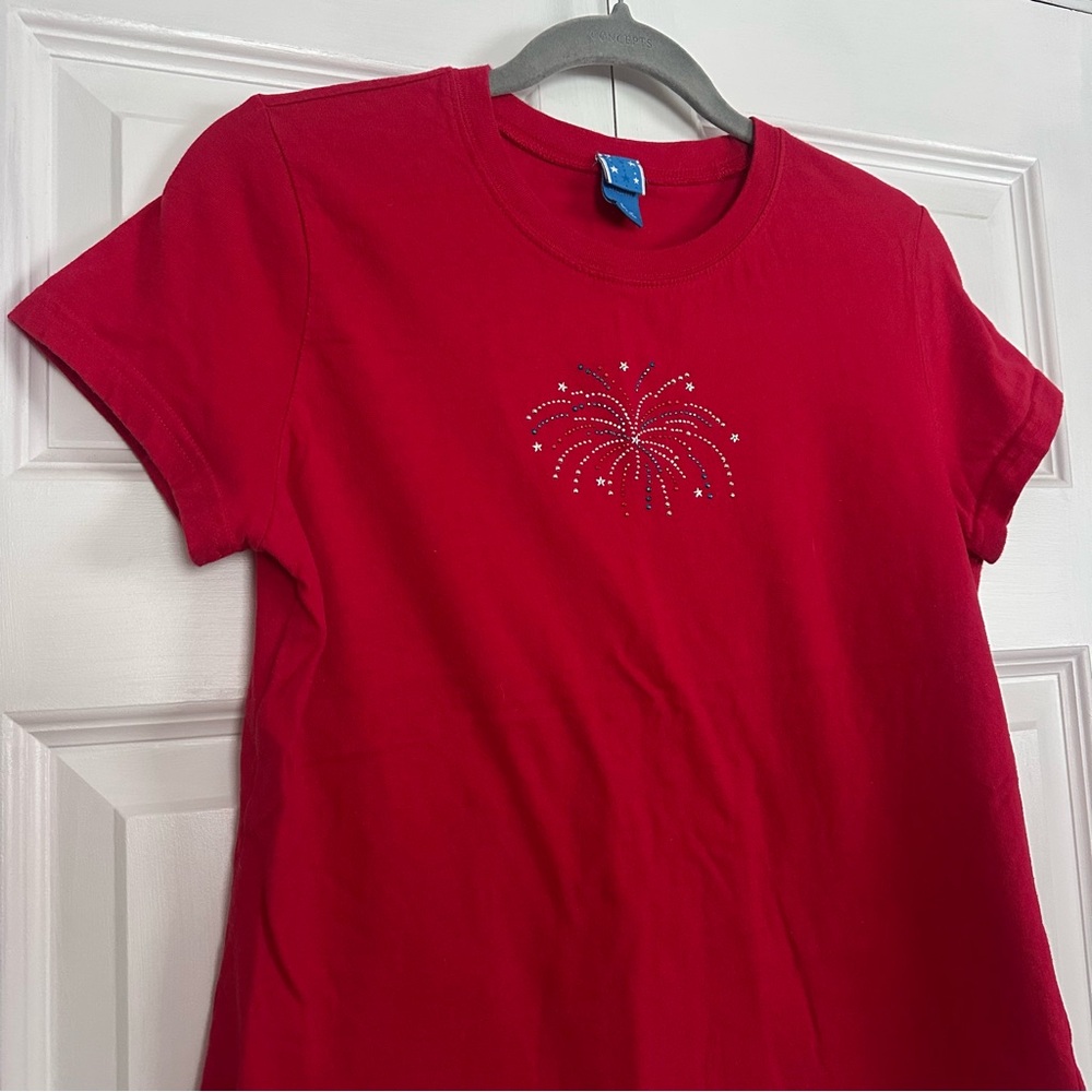 Red Rhinestone Firework Tee - Picture 4 of 10